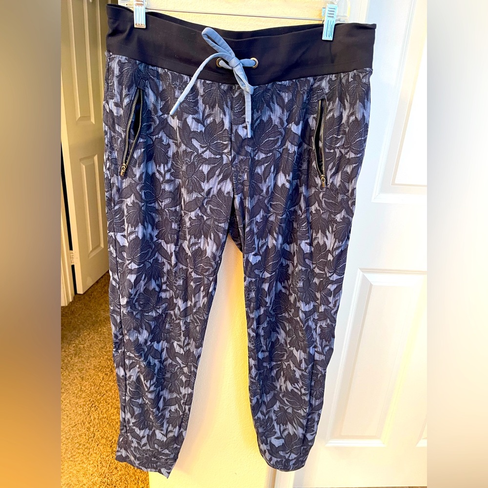 Athleta Blue Floral Print Joggers